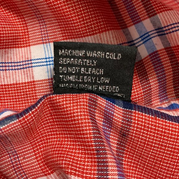 True Rock Plaid Shirt Size M Beach Rust Chest Pocket Short Sleeve Norm Gorp - Picture 8 of 12